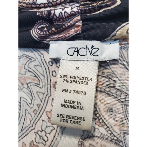 Cache Paisley Long Sleeve Side-Tie Faux Wrap Top Size Medium 90x Y2K - Picture 3 of 6